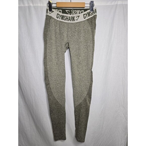 Gymshark Flex Mid Rise Waist Spellout Leggings Green Size Medium - Picture 1 of 7